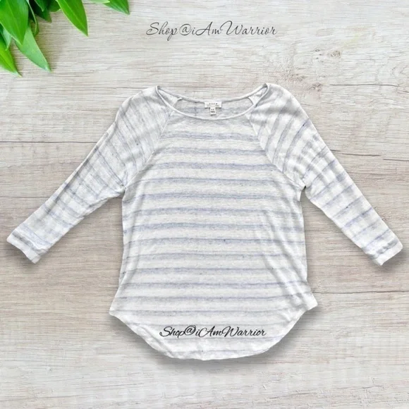 Soft Joie striped linen slub 3/4 sleeve t-shirt shop@iamwarrior